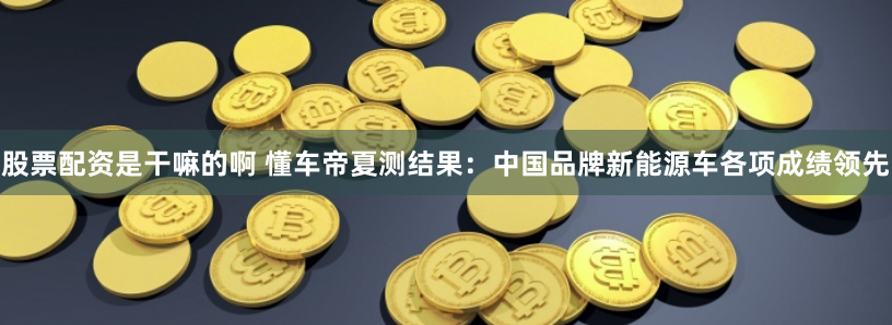 股票配资是干嘛的啊 懂车帝夏测结果：中国品牌新能源车各项成绩领先